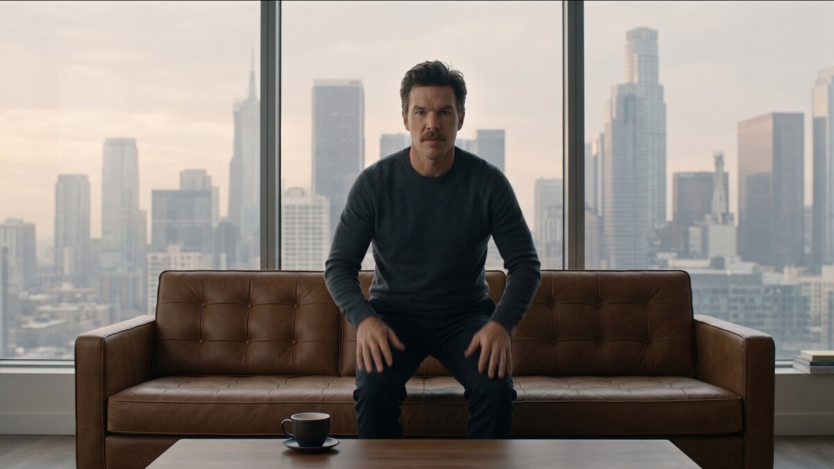 Realistic cinematic actor on a studio film set